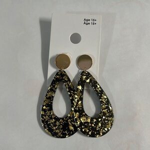 Gold and Black Teardrop Earrings